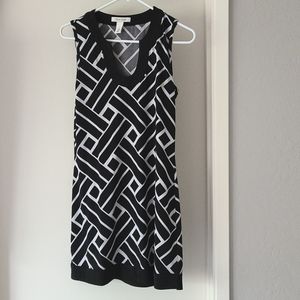 White House Black Market Women's  Black and White Dress Top Size S Small